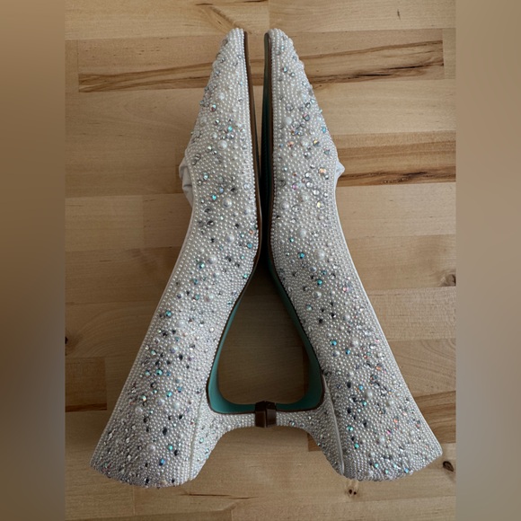 Betsey Johnson Jewel Encrusted Kitten Heels - Picture 2 of 8